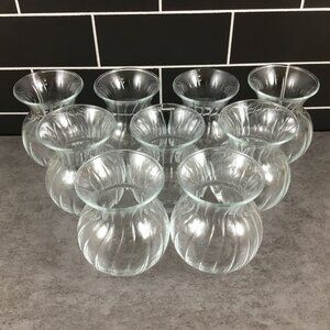 Vintage Optic Swirl Bud Vases Set of 9 - 3" Clear Ribbed Vases